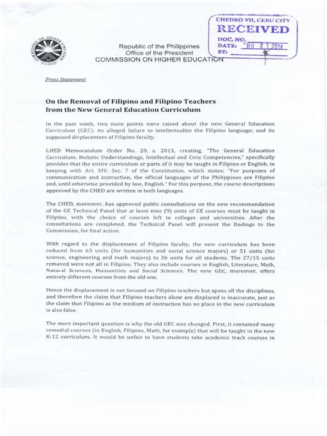 CHED Memorandum Order 20, S. 2013. .
